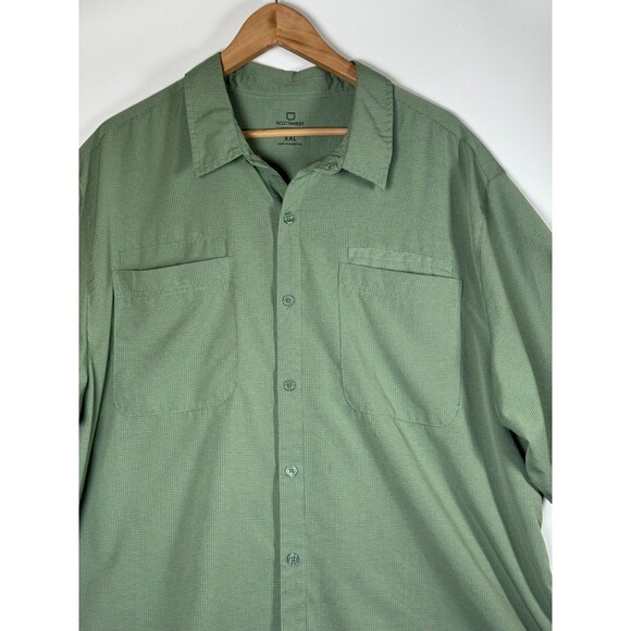 Scottevest Beachcomber Shirt Men XXL Green Travel Utility Hidden Pockets Comfort - Picture 2 of 15